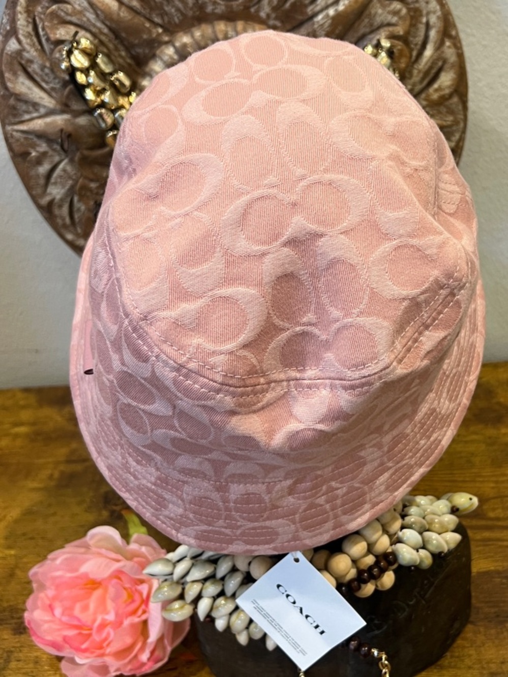 Classic Coach Signature Powder Pink Bucket Hat M/L New with Tags - Picture 3 of 8